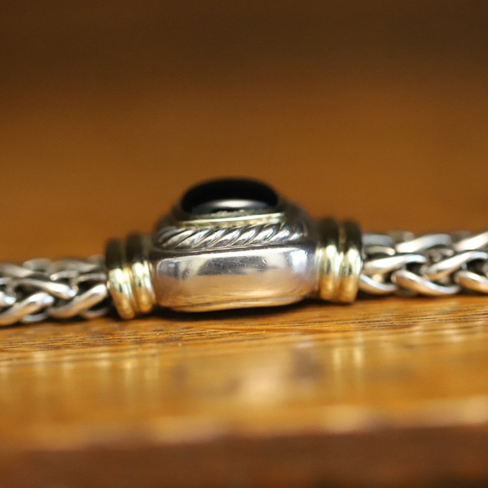 DAVID YURMAN LARGE ALBION BLACK ONYX BRACELET STERLING 14K YELLOW GOLD RARE! - Picture 13 of 16